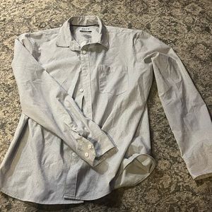 White patterned button down shirt